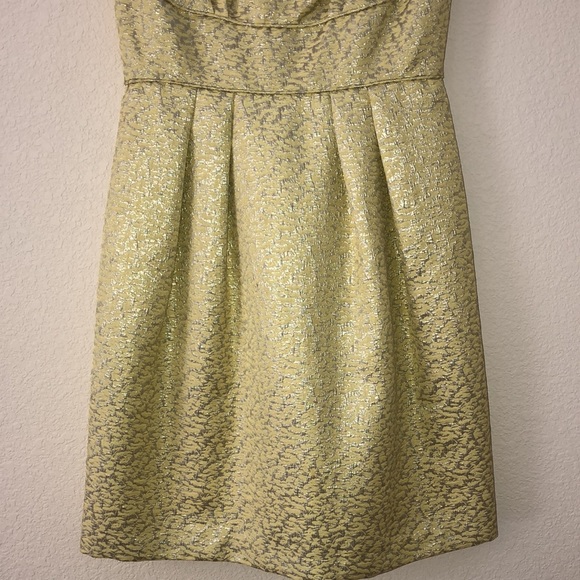 New BGBGMaxAzria Pale Lime and Silver Strapless Dress Size 8 - Picture 7 of 12